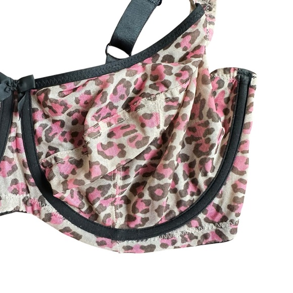 Cleo by Panache (9111) Della Unlined Mesh Leopard Print Balconette Bra 30GG 30J - Picture 3 of 11